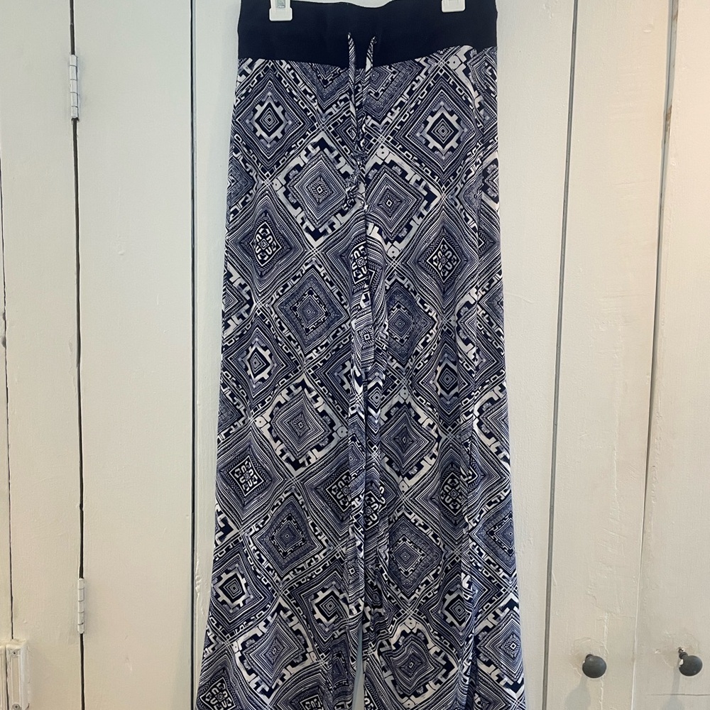 Hot Kiss Blue and White Wide Leg Pants